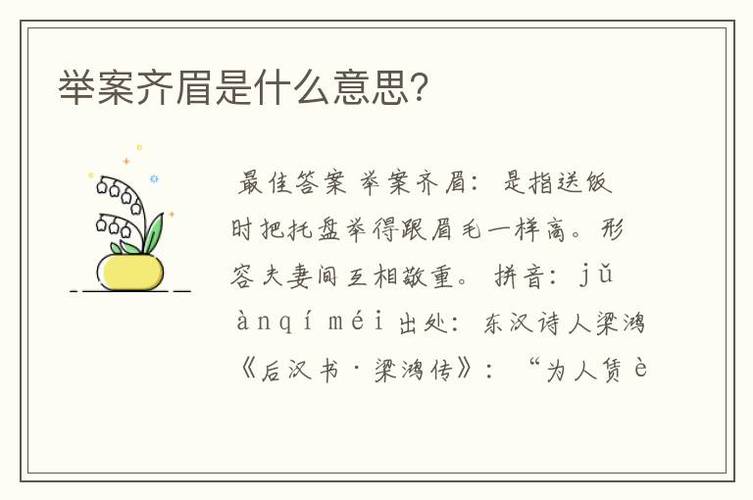 成语举案齐眉是什么意思（成语举案齐眉的由来）