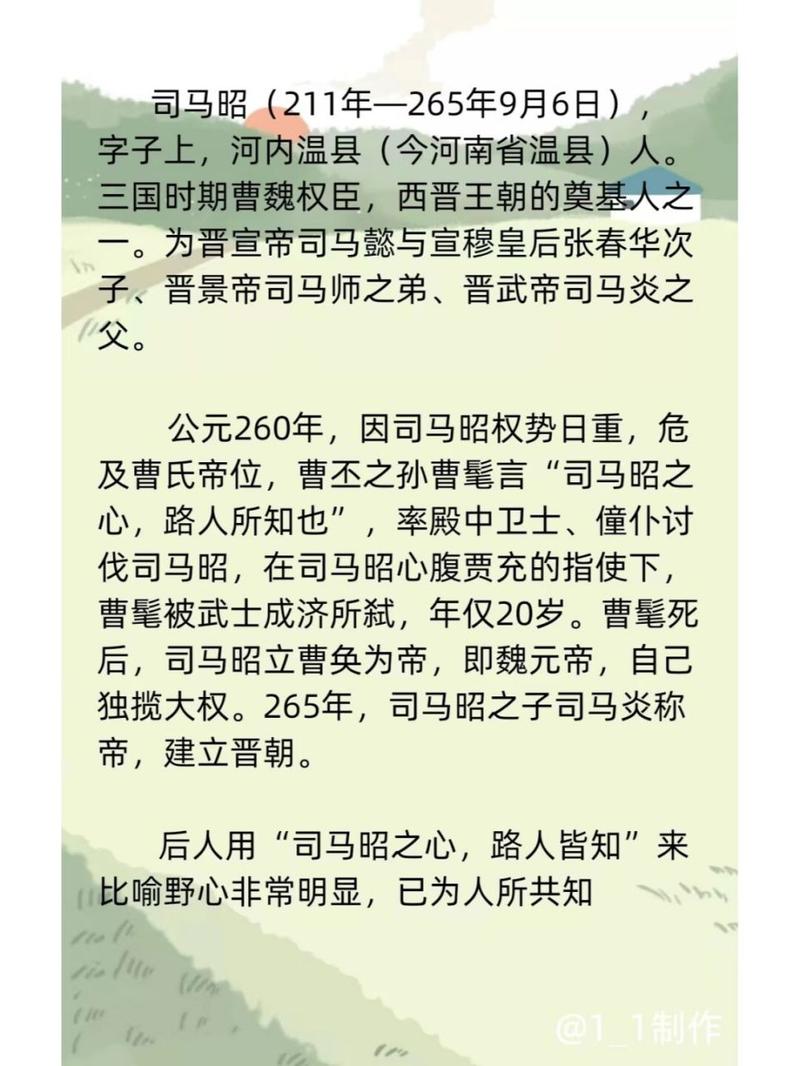 成语司马昭之心路人皆知中的司马昭指谁(司马昭之心,路人皆知是成语吗)-第3张图片-文史 成语司马昭之心路人皆知中的司马昭指谁(司马昭之心,路人皆知是成语吗)-第3张图片-文史